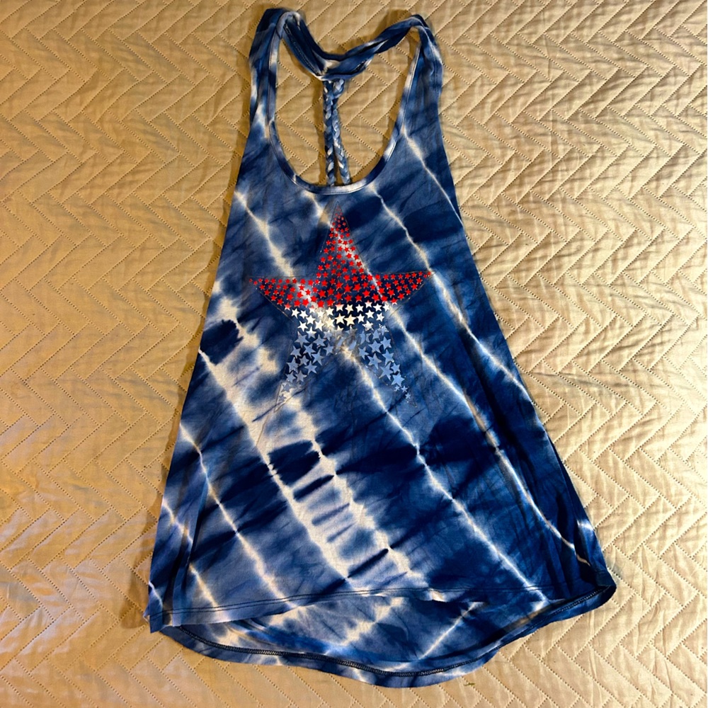 Large tie dye No Boundaries American star tank